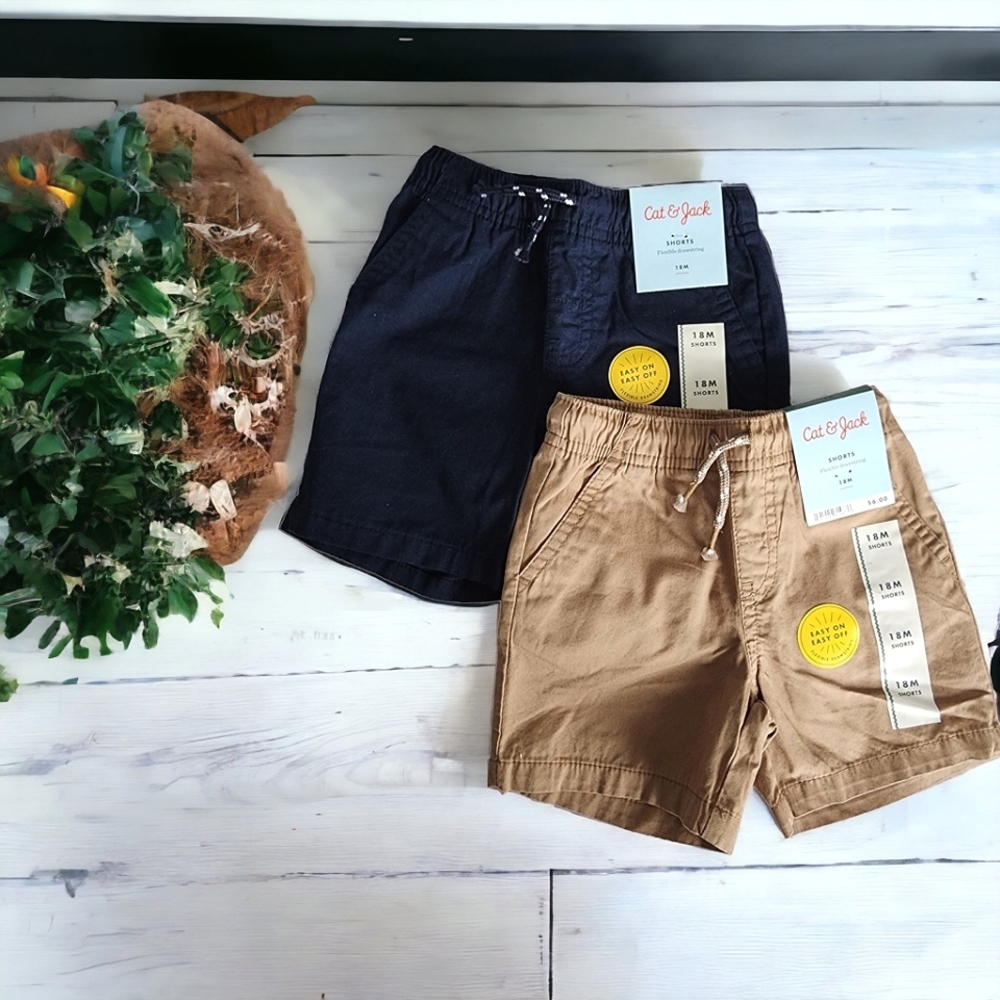New! BUNDLE Cat & Jack Boy's Flexible Drawstring Shorts